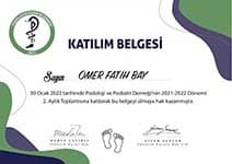 Podolog mer Fatih Bay Sertifika - Refleksoloji Eitimi
