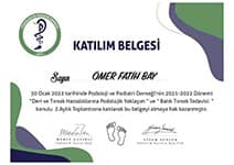 Podolog mer Fatih Bay Sertifika - Refleksoloji Eitimi